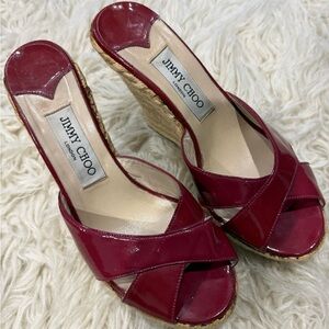 Jimmy Choo Dark Red Wedge Sandals